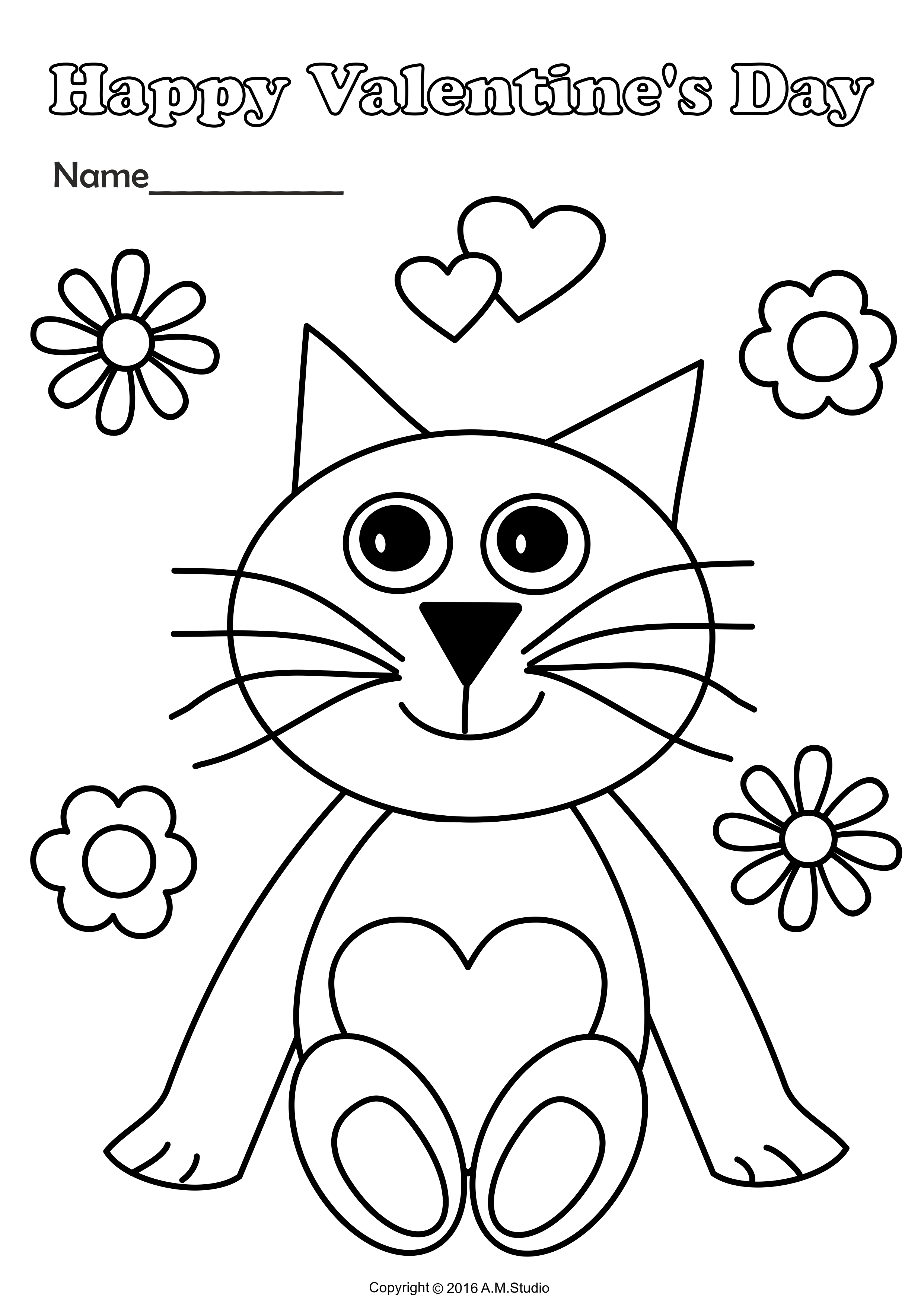Valentine`s Day Printable Coloring Pages for Kids