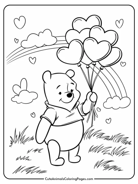 Winnie the Pooh Valentines Day Coloring Pages (8 Free Printables ...