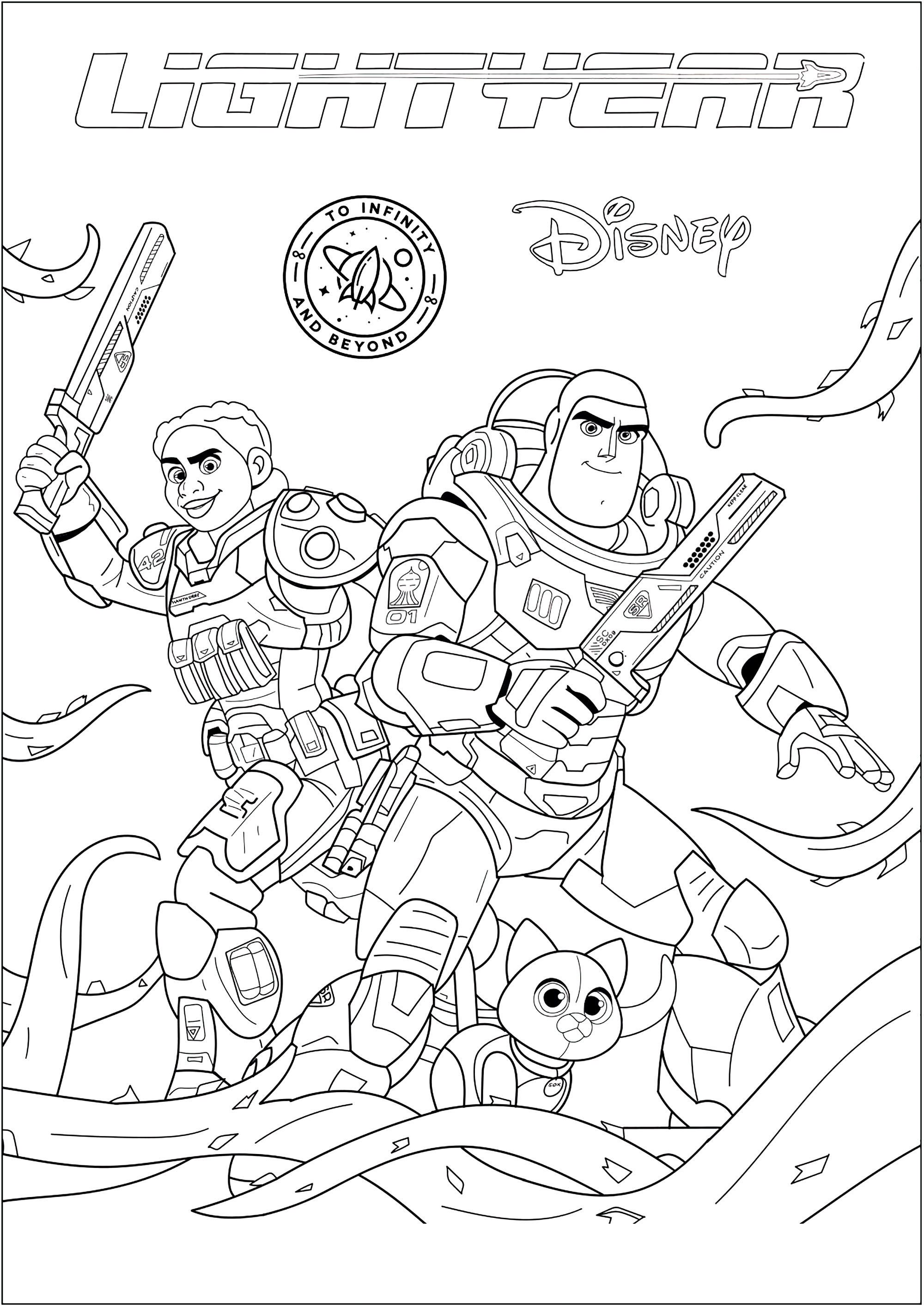 Coloring page with all the Lightyear characters, from Disney ...