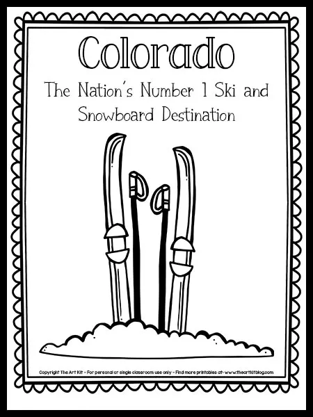 Colorado Skiing Coloring Page {FREE Printable!} - The Art Kit