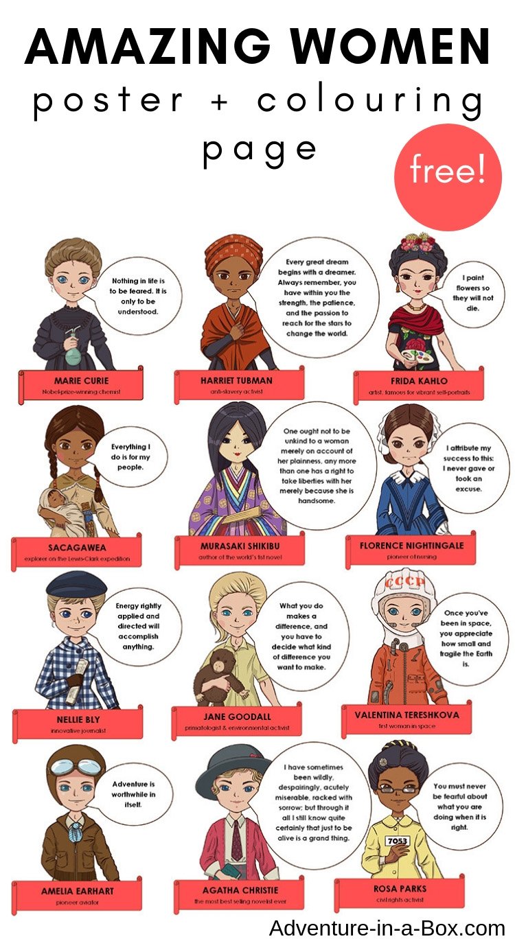 21 fabulous, famous women coloring pages for Womens History Month