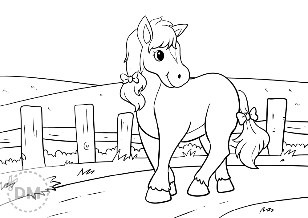 Pony Coloring Page for Kids - diy-magazine.com