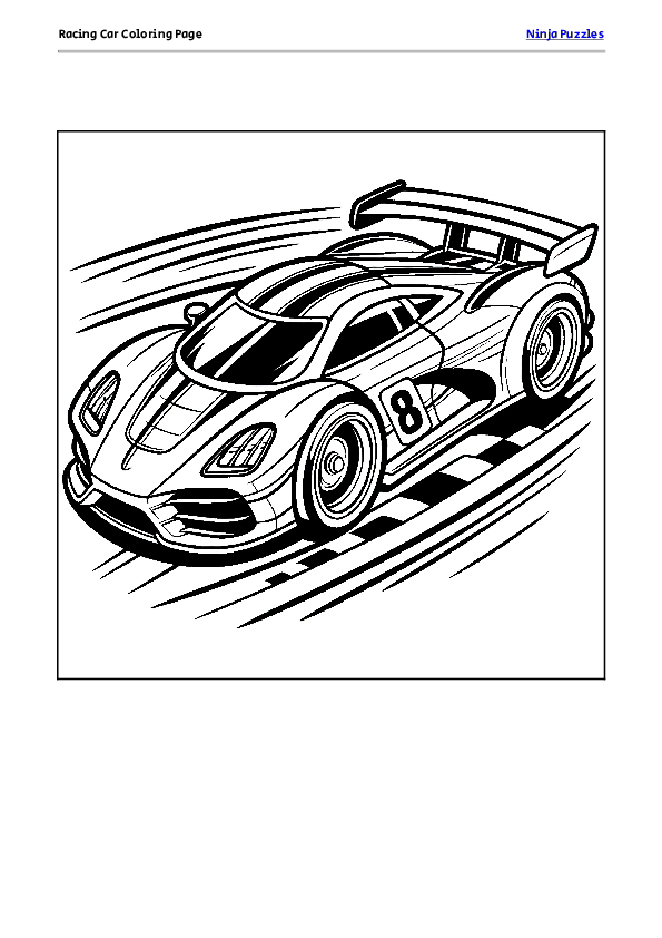 Racing Car Coloring Page - Free Printable PDF