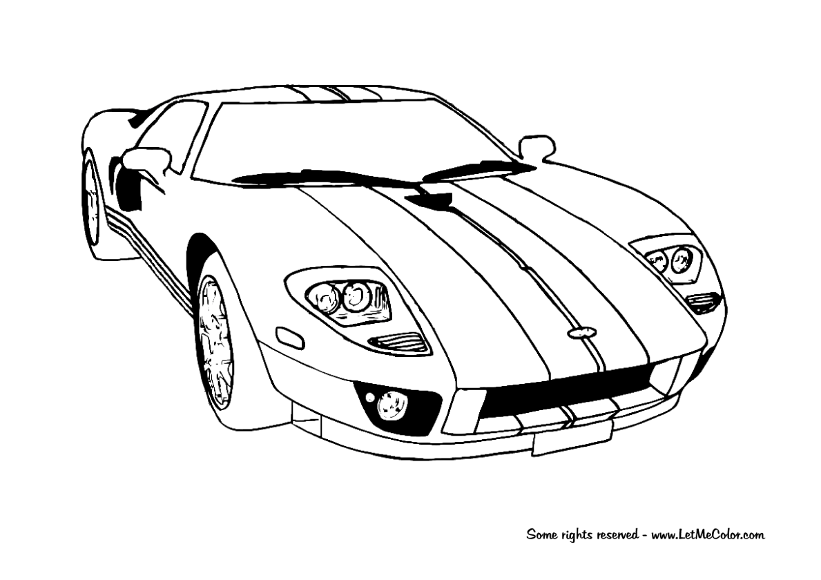 Ford GT Racing Car Coloring Page | LetMeColor
