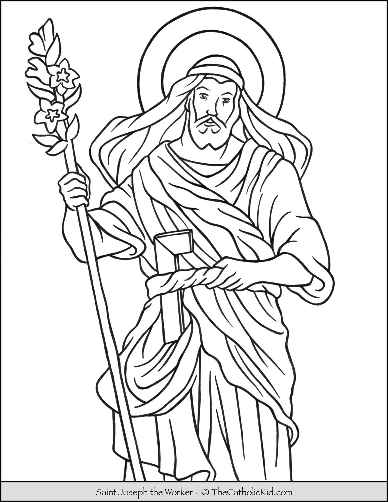 Saint Joseph the Worker Coloring Page - TheCatholicKid.com