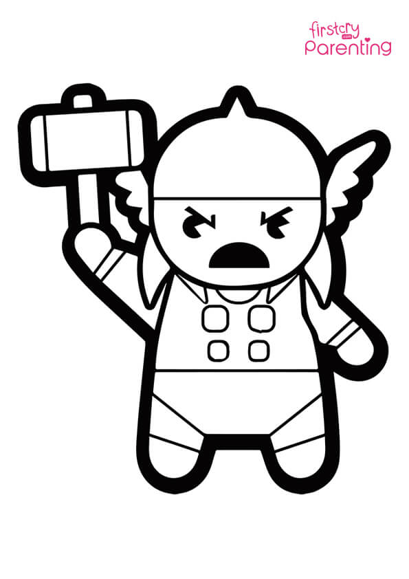 Cartoon Thor Coloring Page for Kids | FirstCry Parenting