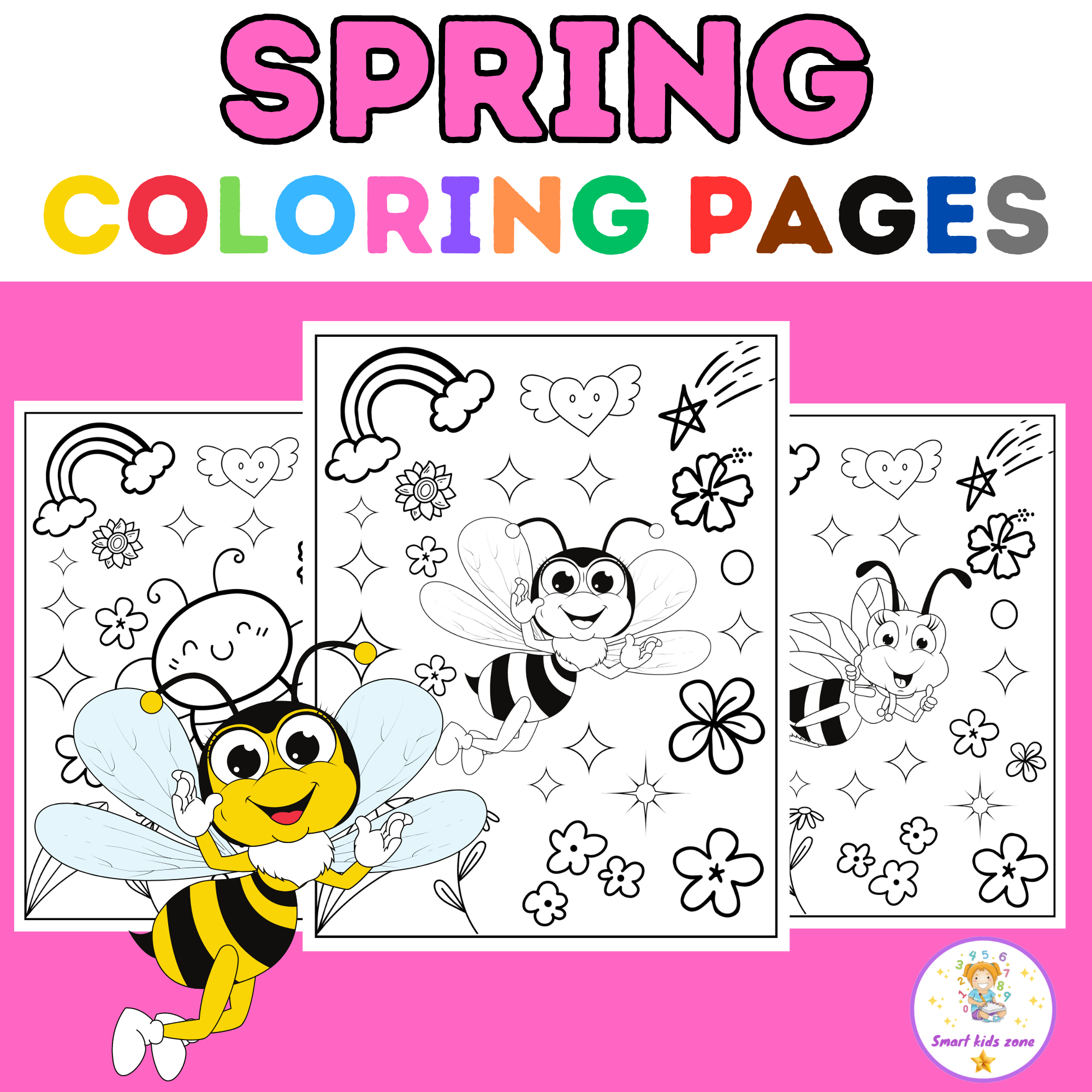 Spring Bee Coloring Pages | Spring Coloring Sheets | Spring ...