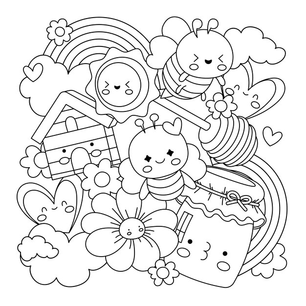 Printable Bee Coloring Pages Vectors - Download Free High-Quality ...