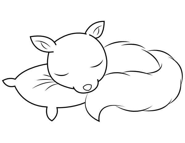Printable Sleeping Baby Squirrel Coloring Page