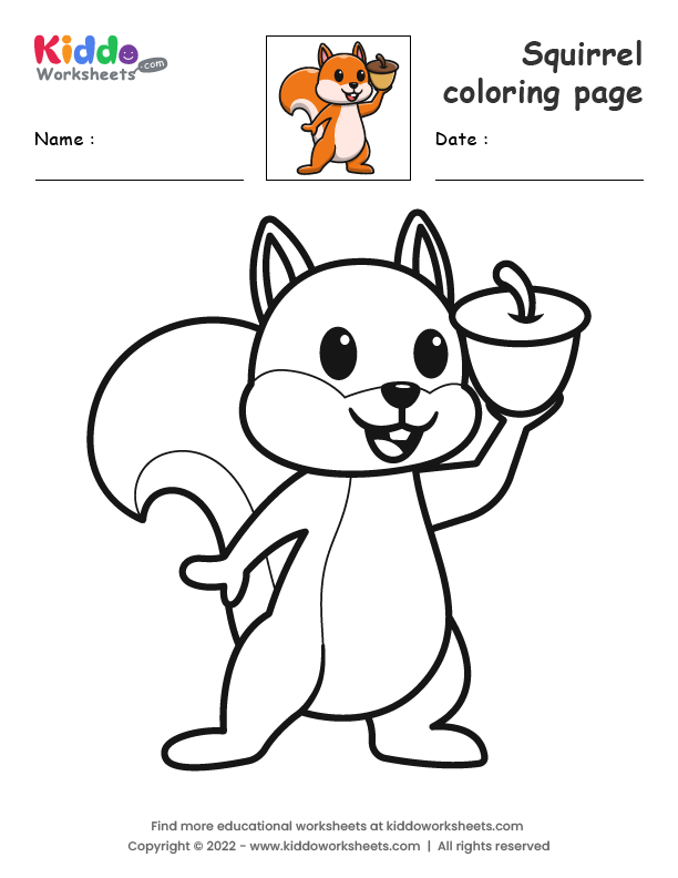 Free Printable Squirrel coloring page Worksheet - kiddoworksheets