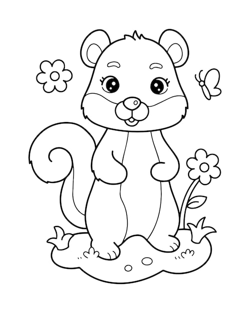 Squirrel coloring page illustration | Premium Vector