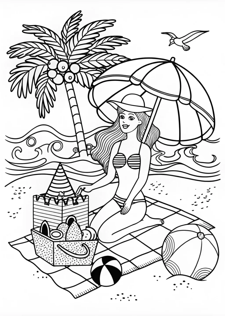 Elegant Barbie Coloring Page | ColorBliss