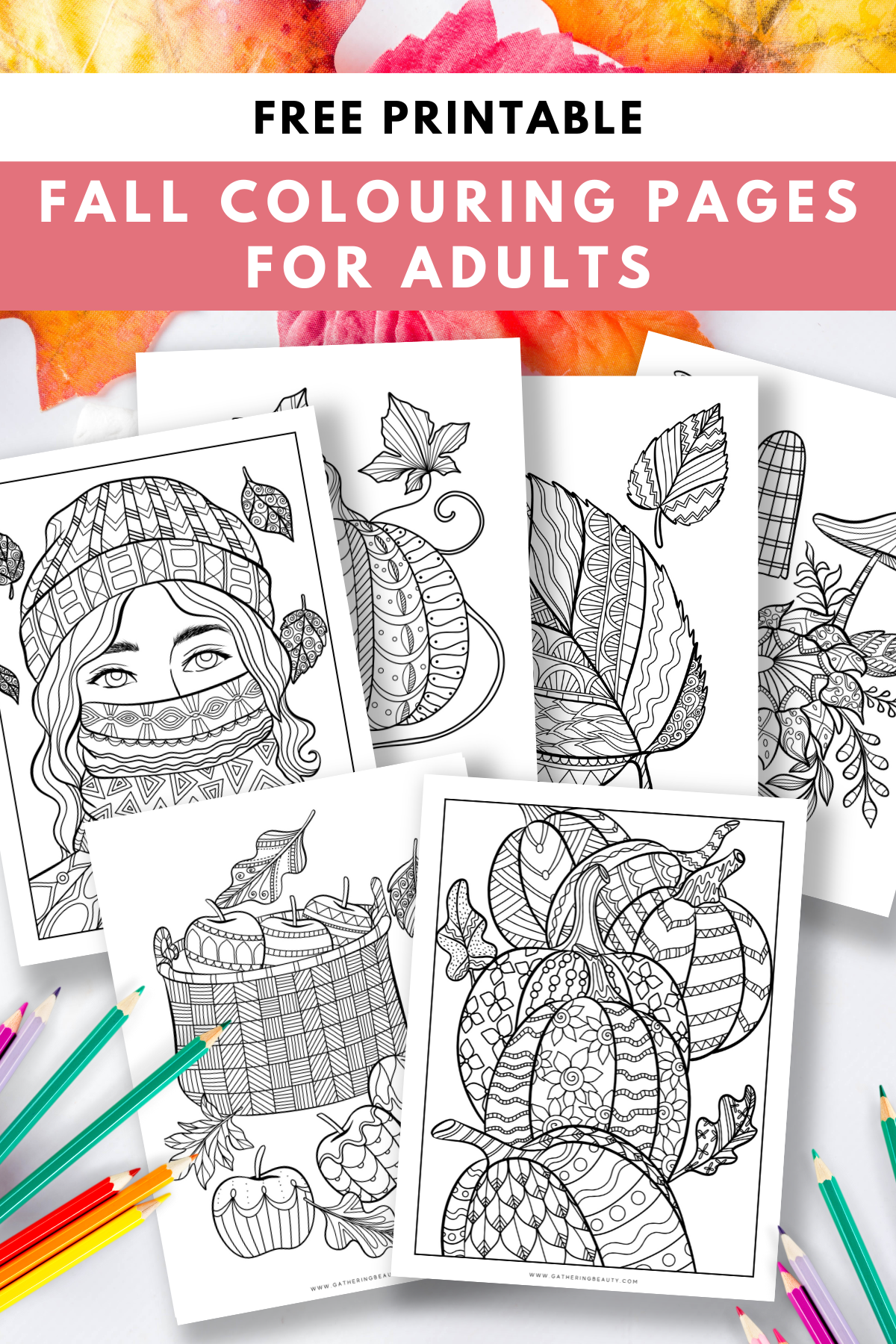 Autumn Harvest Grayscale Coloring Pages Printable for Adults ...