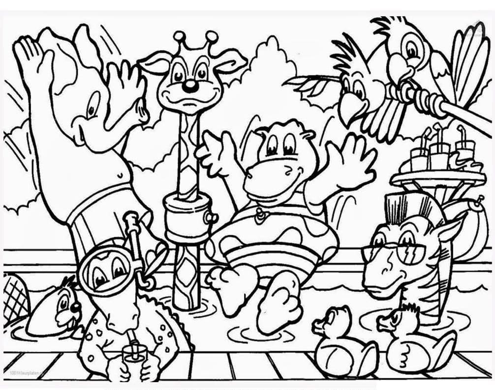 Cartoon Zoo Animals coloring page - Download, Print or Color ...