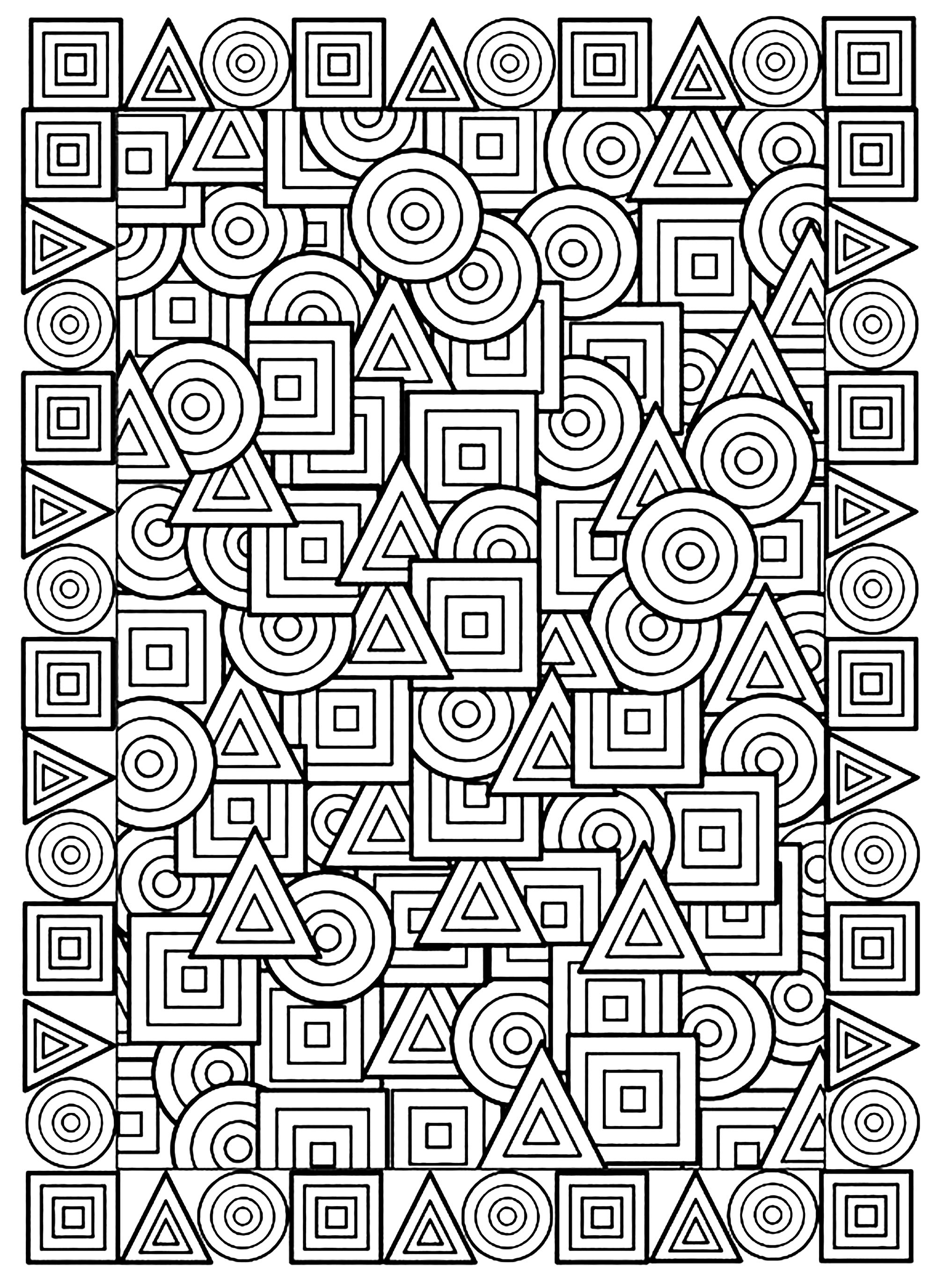 Interwoven geometric shapes - Anti-stress / Zen Coloring Pages for ...