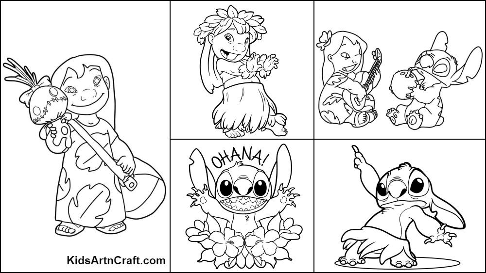 Lilo & Stitch Coloring Pages For Kids – Free Printables - Kids Art ...
