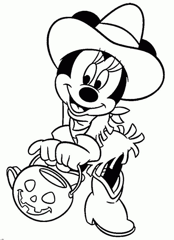 ?️ Minnie Mouse Celebrating Halloween - Printable Coloring Page ...