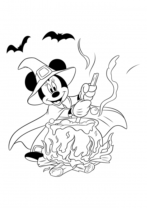 Minnie and the Cauldron - Halloween coloring pages, Mickey Mouse ...
