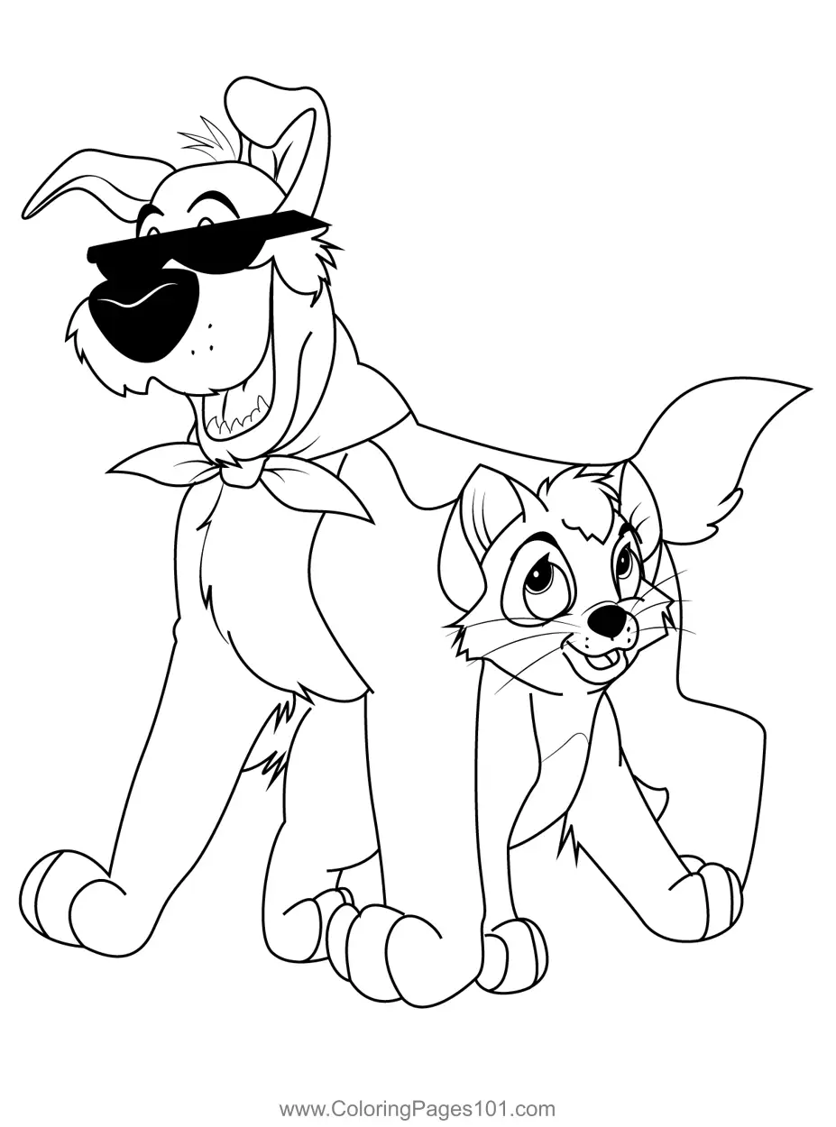 Oliver And Company Coloring Page for Kids - Free Oliver & Company ...