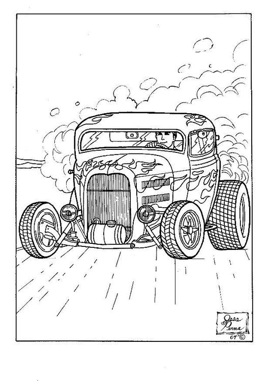 Coloring Page hot rod - Free printables - Img 7955