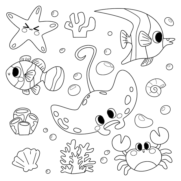 Sea Animals Coloring Pages Images - Free Download on clipart library