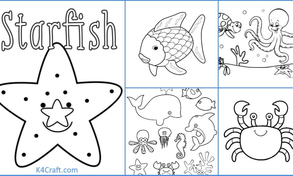 Easy Sea Animal Coloring Pages for Kids - Kids Art & Craft